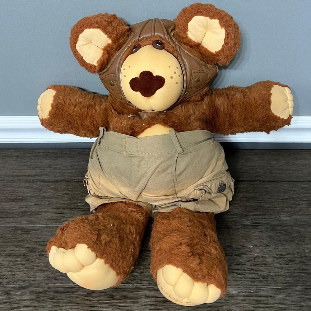 Vintage‎ Furskin Bears 23" Orville Aviator Xavier Roberts 1986 Plush Teddy Toy